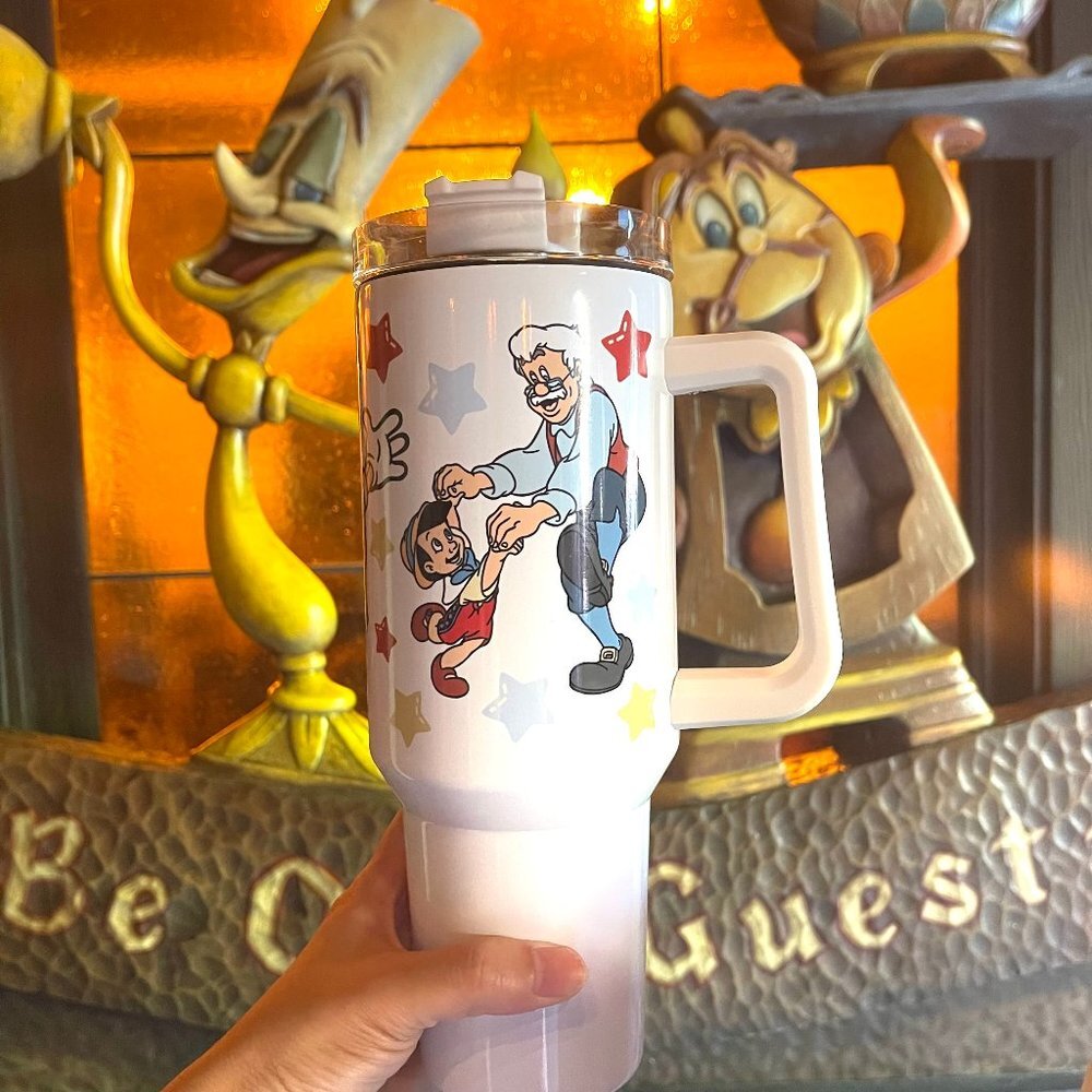 Disney Pinocchio 40 oz Tumbler/Water bottle/Mug with hand carry handle.  FEATURE - Picture 7 of 7